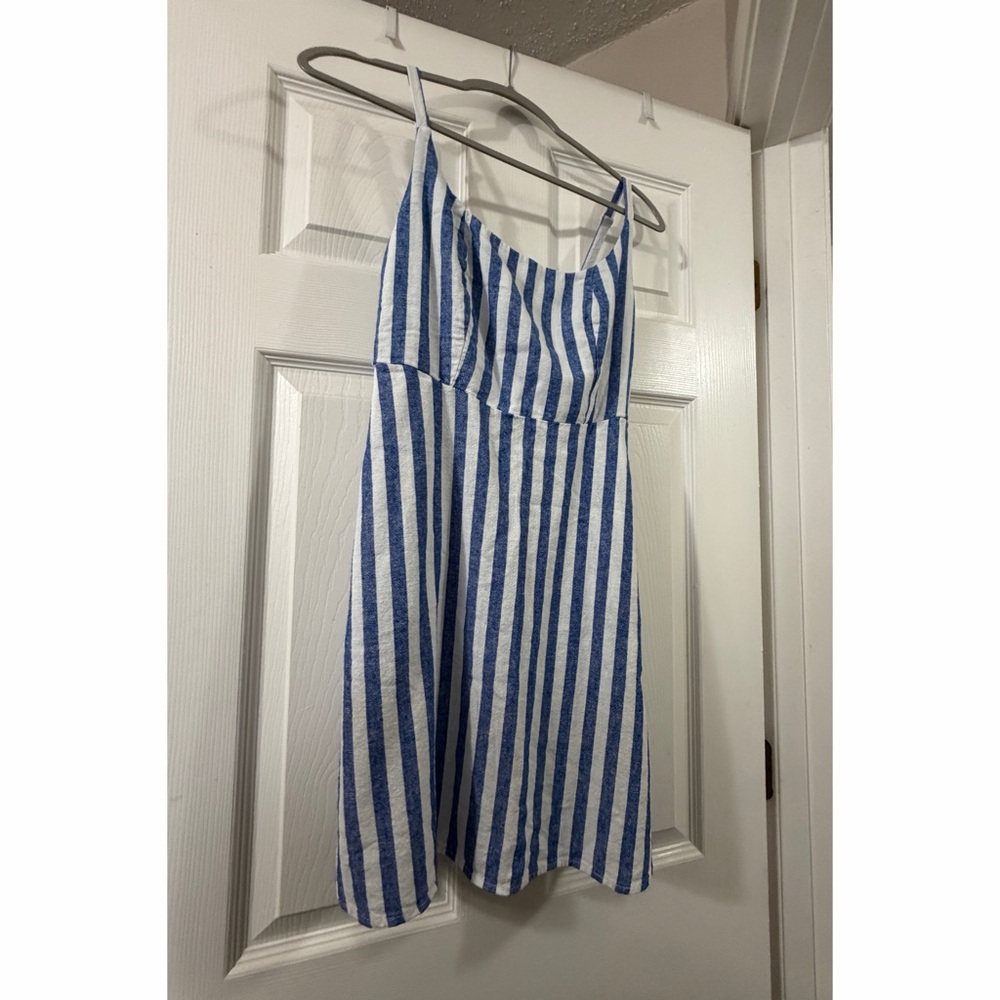 Old Navy Fit & Flare Striped Linen Mini Dress